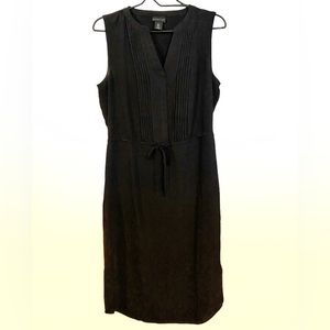 Adrienne Vittadini Flowy Black Tie Front Midi Dress Women’s Size 8